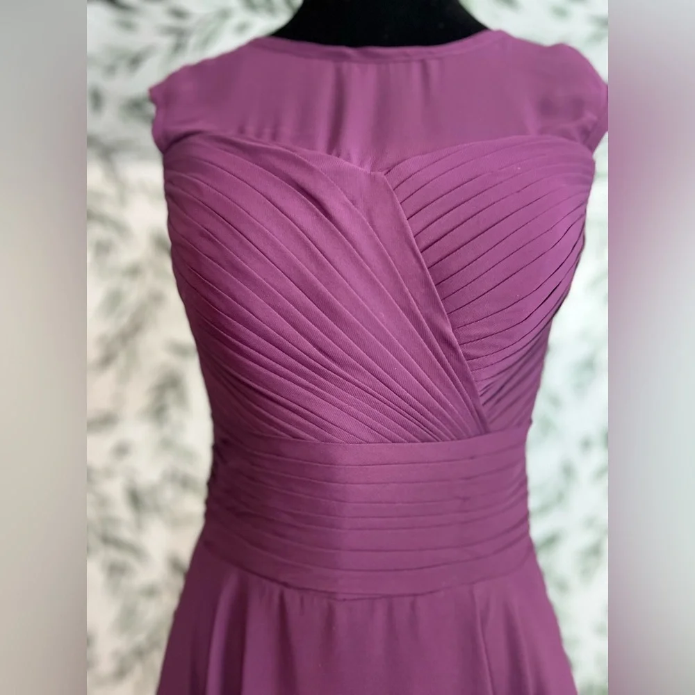 Raspberry Sz S (6) Bridesmaid Pleated Chiffon Prom Cocktail Formal Dress #9 - Picture 5 of 11